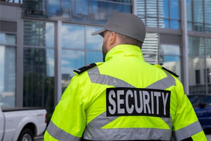Security responder attending residential building